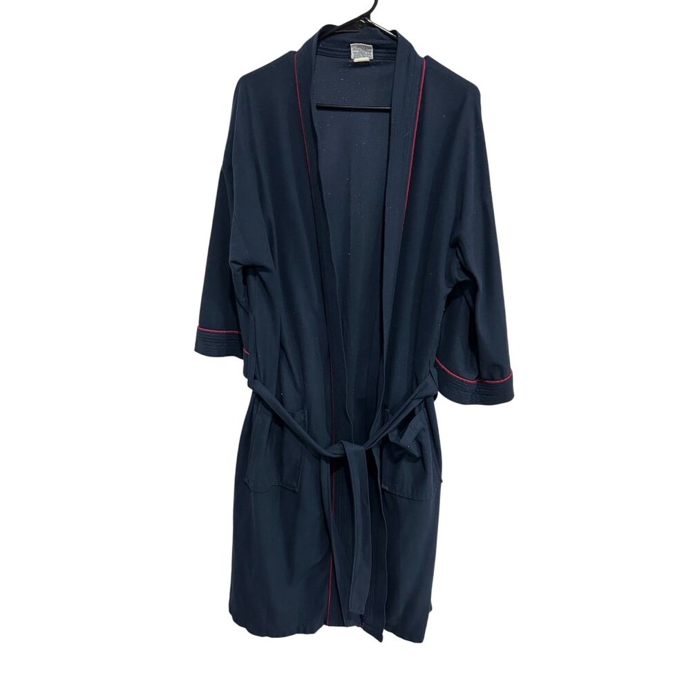 Vintage Puritan Navy Blue Robe With Red Accent Piping SZ One Size Fits All